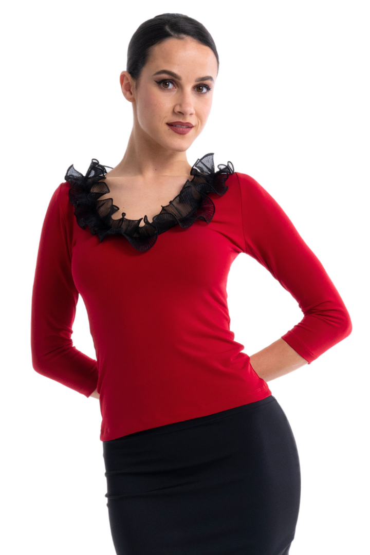 Dance Top With Organza Ruffles