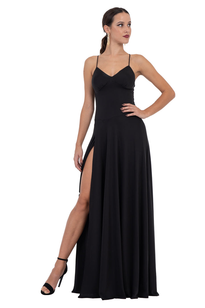 Open Back Maxi Dress With High Slit Open Back Maxi Dress With High Slit