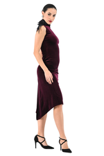 Load image into Gallery viewer, Open Back Velvet Tango Dress With Feathers