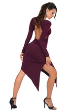 Load image into Gallery viewer, Open Back Long Sleeve Asymmetric Dress
