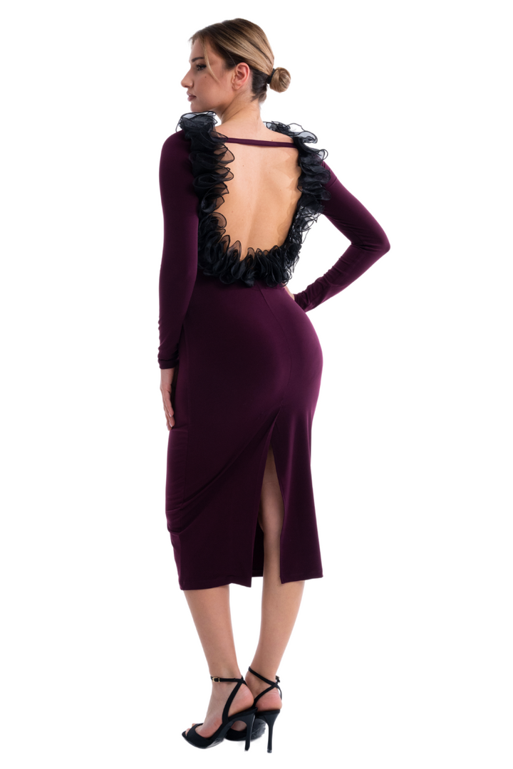 Open Back Tango Dress With Organza Ruffles1