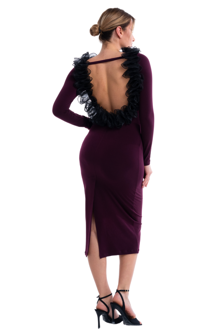 Open Back Tango Dress With Organza Ruffles