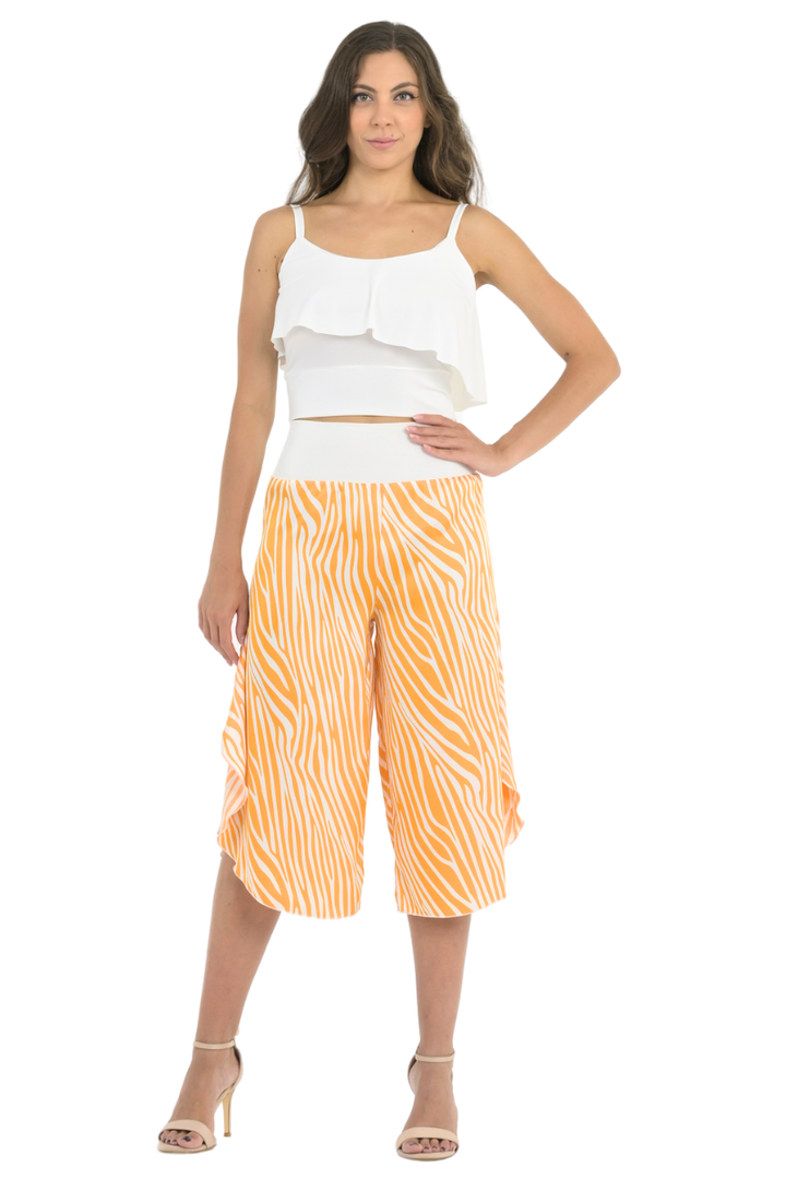 Orange Zebra Print Tango Capri Pants