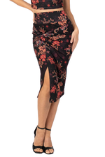 Load image into Gallery viewer, Oriental Floral Print Skirt With Twist Detail