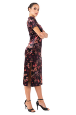 Load image into Gallery viewer, Oriental Velvet Floral Print Tango Dress