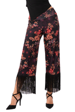 Load image into Gallery viewer, Oriental Velvet Floral Print Tango Pants With Fringes
