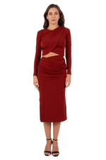 Load image into Gallery viewer, Overlap Draped Tango Top With Sleeves