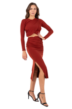 Load image into Gallery viewer, Ruched Draped Tango Skirt With Side Slit