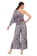Load image into Gallery viewer, Paisley Print One-Shoulder Satin Top