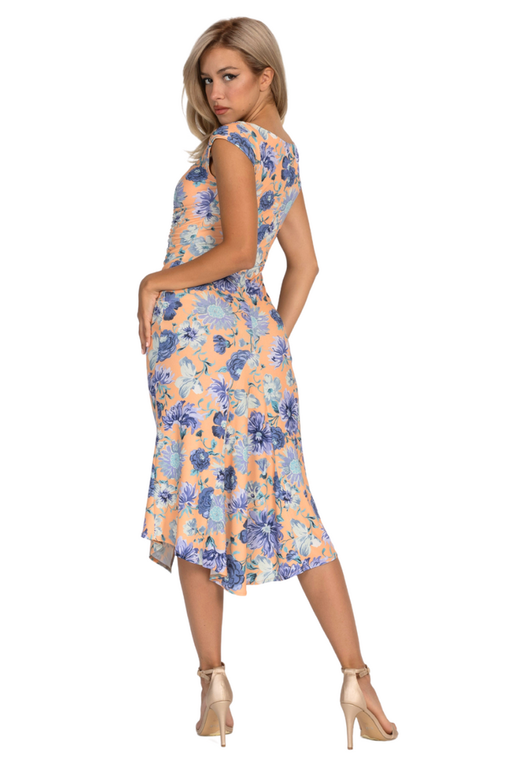 Pastel Blossom Dance Dress With Front Gathering