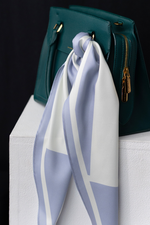 Load image into Gallery viewer, Pastel Blue &amp; Off-white Satin Diamond Scarf