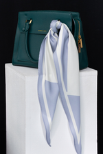 Load image into Gallery viewer, Pastel Blue &amp; Off-white Satin Diamond Scarf