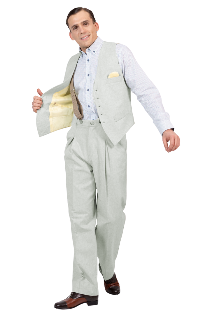 Beige Dotted Striped Men's Adjustable Suspenders