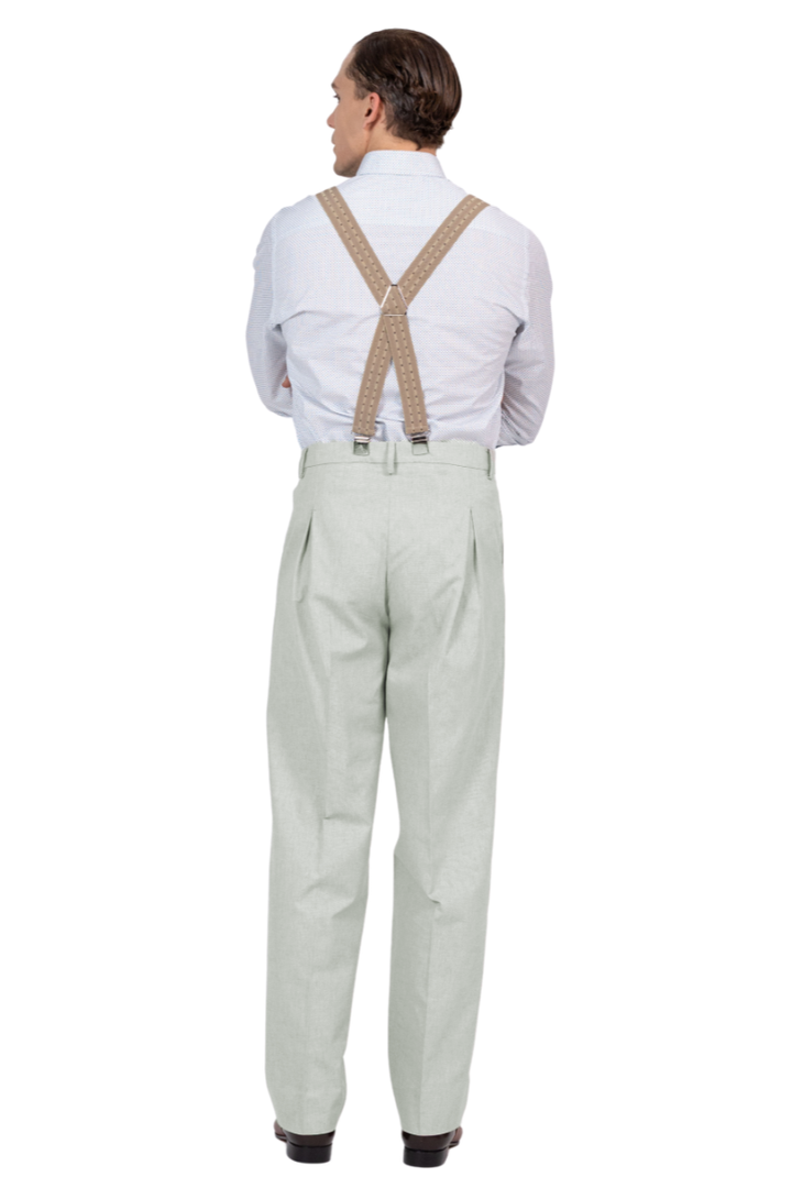 Beige Dotted Striped Men's Adjustable Suspenders