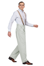 Load image into Gallery viewer, Beige Dotted Striped Men's Adjustable Suspenders
