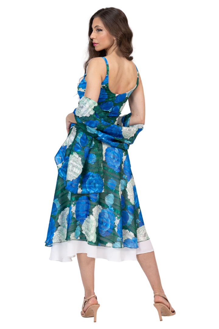 Peony Floral Two-Layer Georgette Dance Skirt