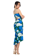 Load image into Gallery viewer, Peony Floral Fishtail Dress With Adjustable Ruched Keyhole Back