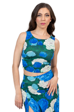 Load image into Gallery viewer, Peony Floral Side Gathered Crop Top