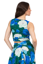 Load image into Gallery viewer, Peony Floral Side Gathered Crop Top