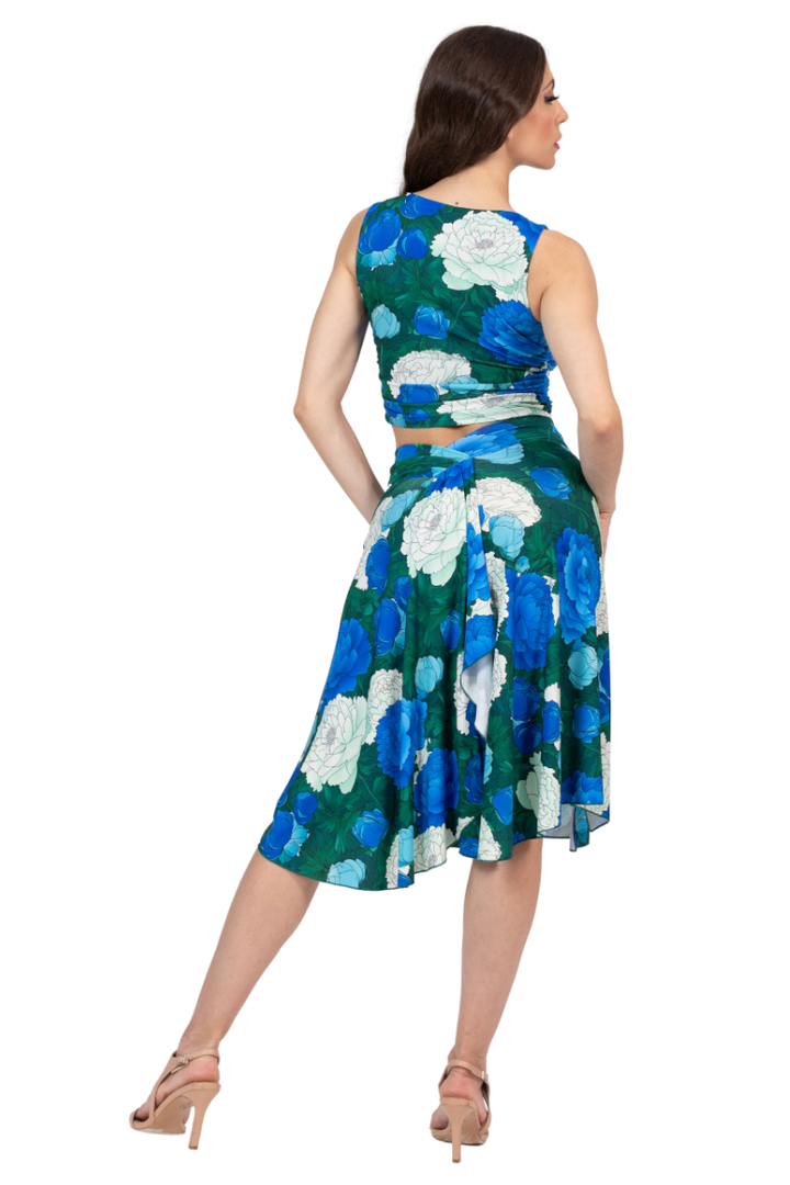 Peony Floral Tango Skirt With Rich Back Draping