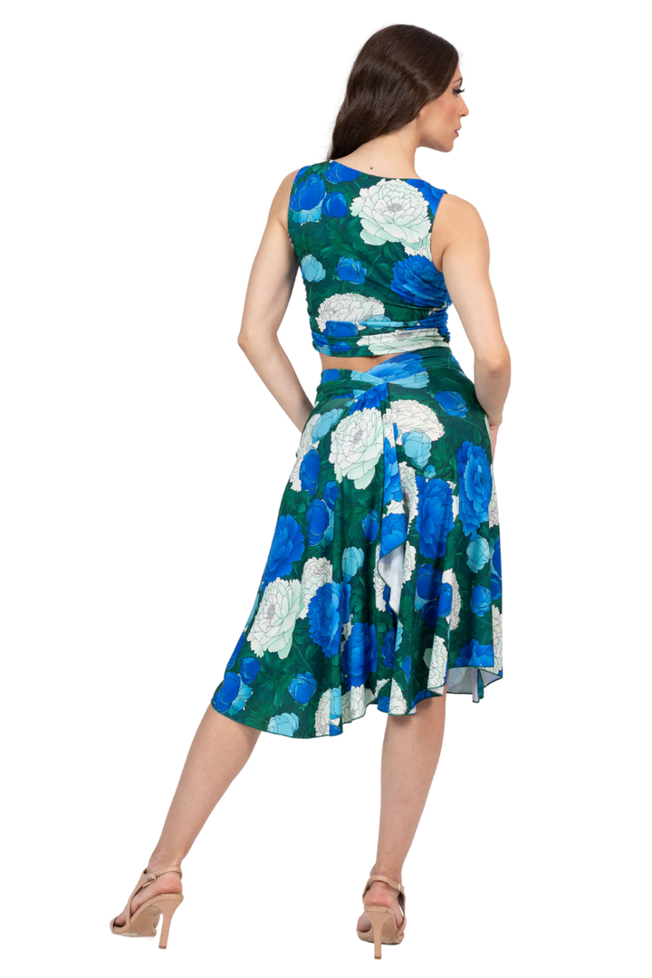 Peony Floral Side Gathered Crop Top