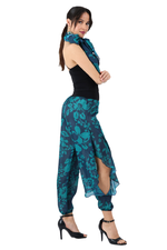 Load image into Gallery viewer, Petrol Blue Floral Print Harem Style Tango Pants