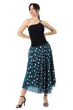 Load image into Gallery viewer, Petrol Blue Mixed Print Two-layer Skirt