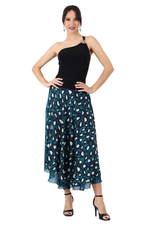 Load image into Gallery viewer, Petrol Blue Mixed Print Two-layer Skirt
