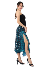 Load image into Gallery viewer, Petrol Blue Mixed Print Two-layer Skirt