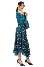 Load image into Gallery viewer, Petrol Blue Floral Print Satin Scarf