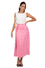 Load image into Gallery viewer, Pink Abstract Print Satin Wrap Dance Skirt 
