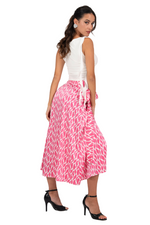 Load image into Gallery viewer, Pink Abstract Print Satin Wrap Dance Skirt 
