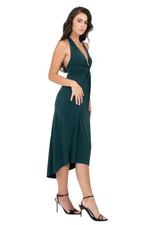 Load image into Gallery viewer, Plunge Halterneck Dress with Metallic Detail