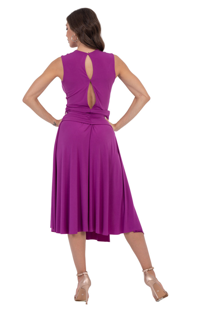Plunge Neck Tango Dress With Twist Knot Detail