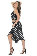 Load image into Gallery viewer, Polka-Dot Bodycon Midi Dance Skirt With Side Ruffles
