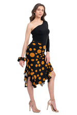 Load image into Gallery viewer, Polka-Dot Bodycon Midi Dance Skirt With Side Ruffles
