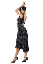 Load image into Gallery viewer, Polka Dot Dress With Cutout Back &amp; Metallic Detail