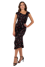Load image into Gallery viewer, Polka Dot Dress With Front Ruffles And Gatherings
