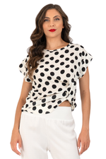 Load image into Gallery viewer, Polka Dot Georgette Blouse With Gathered Hem