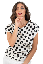 Load image into Gallery viewer, Polka Dot Georgette Blouse With Gathered Hem