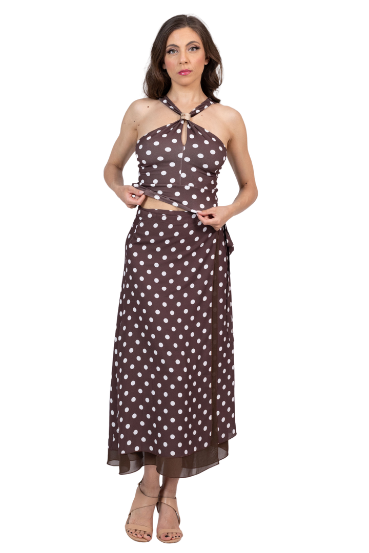 Polka Dot Two-layer Wrap Dance Skirt