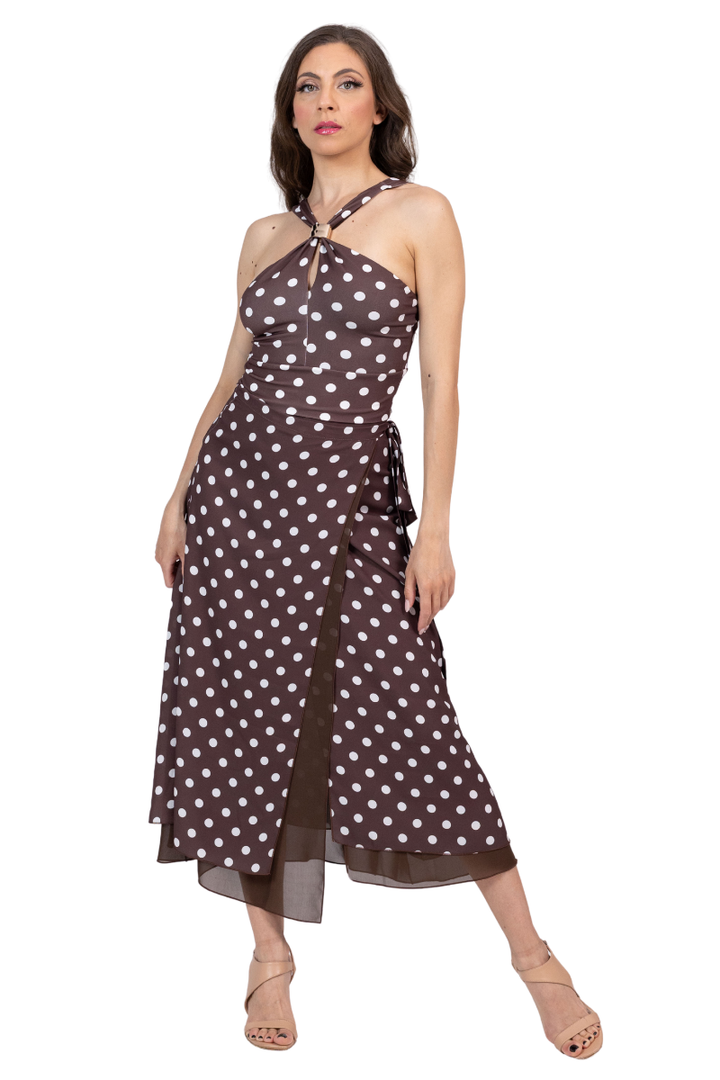 Polka Dot Two-layer Wrap Dance Skirt