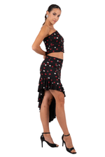 Load image into Gallery viewer, Asymmetric Ruffle Mixed Polka Dot Skirt
