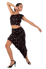 Load image into Gallery viewer, Asymmetric Ruffle Mixed Polka Dot Skirt
