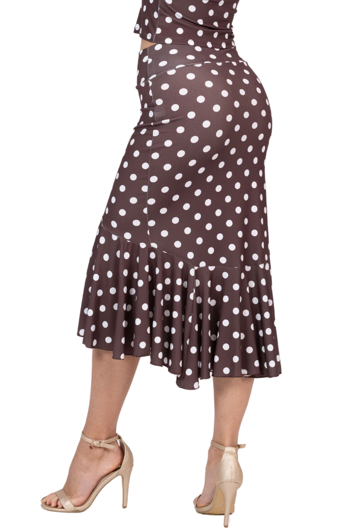 Polka Dot Ruffled Asymmetric Dance Skirt