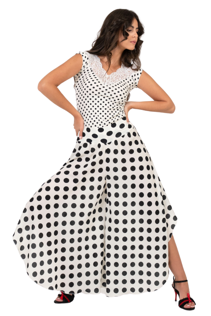 Polka Dot Skirt Style Flowy Dance Pants