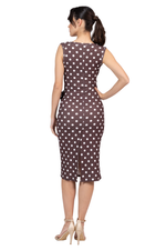 Load image into Gallery viewer, Polka Dot Sleeveless Faux Wrap Dress