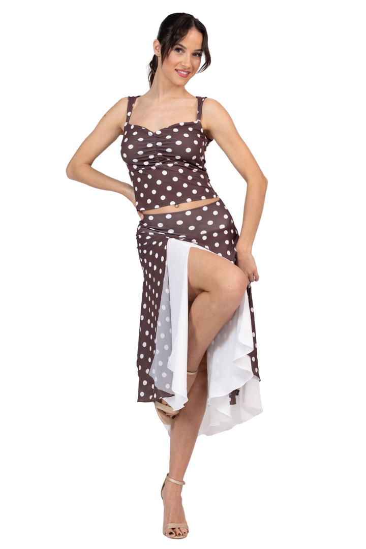 Polka Dot Sweetheart Gathered Crop Top