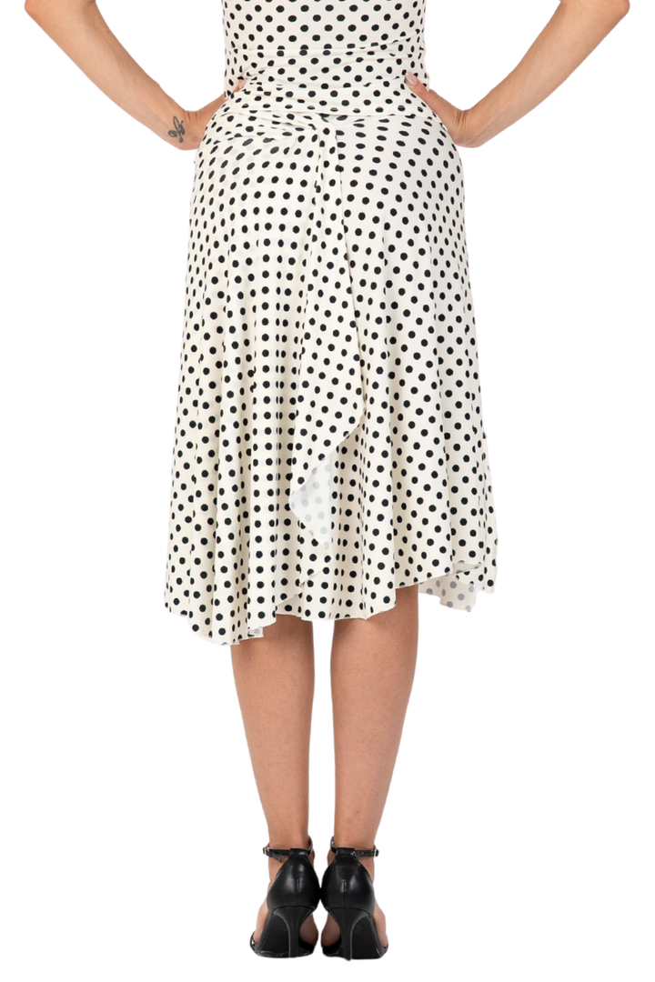 Polka Dot Tango Skirt With Rich Back Draping