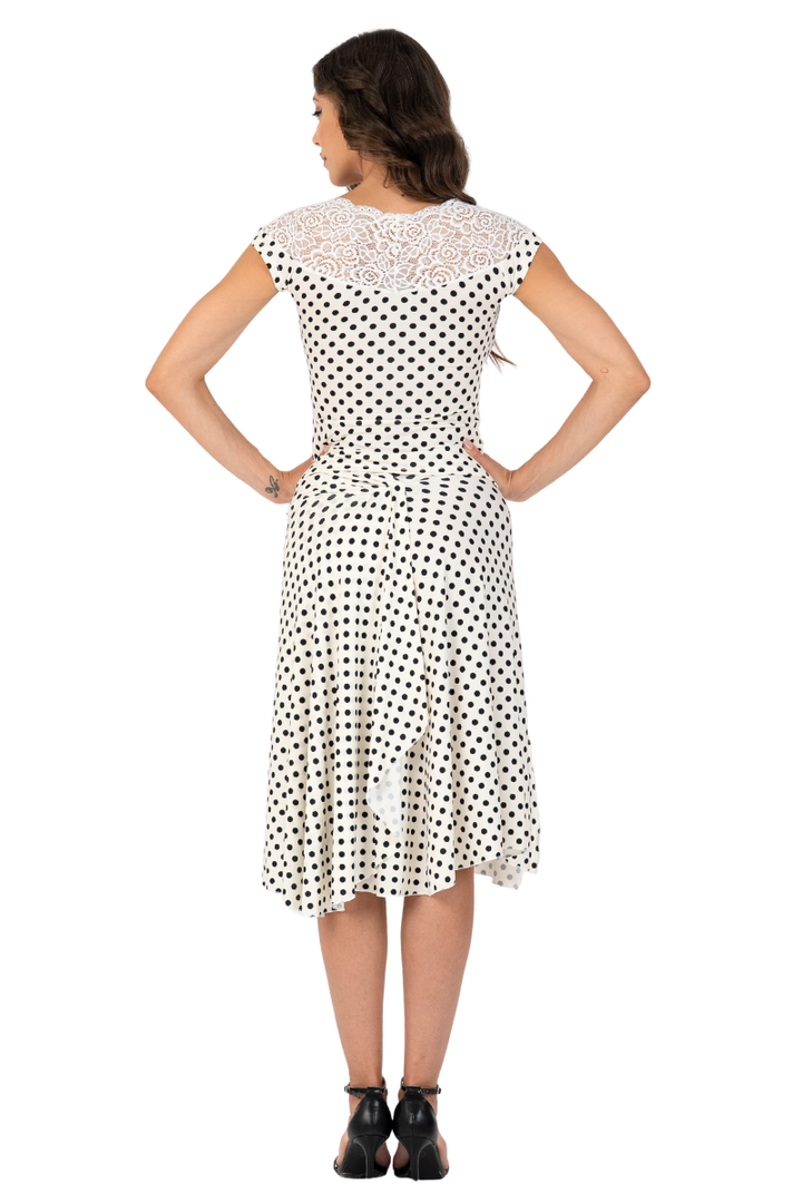 Polka Dot Tango Top With Lace Neckline